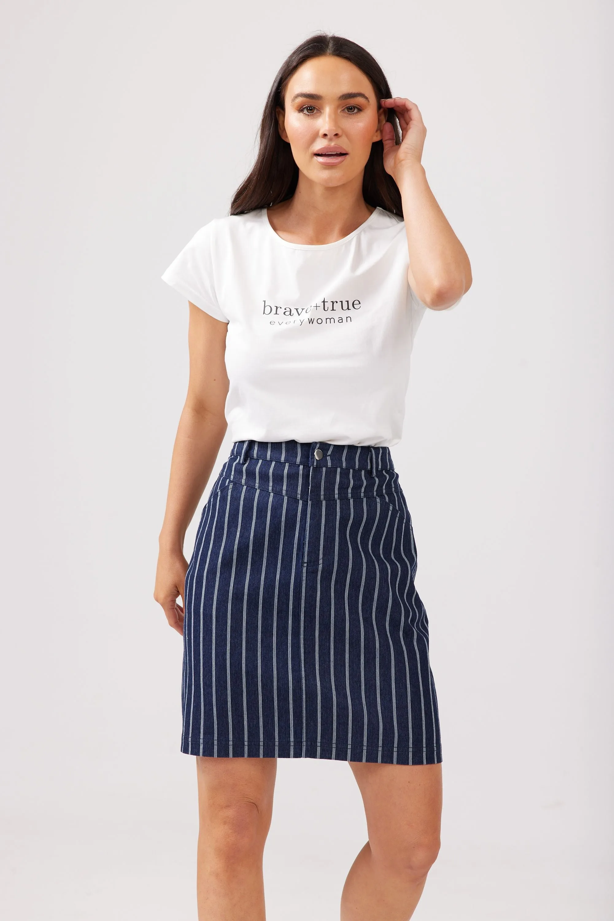 Rodeo Skirt (Indigo   White Stripes)