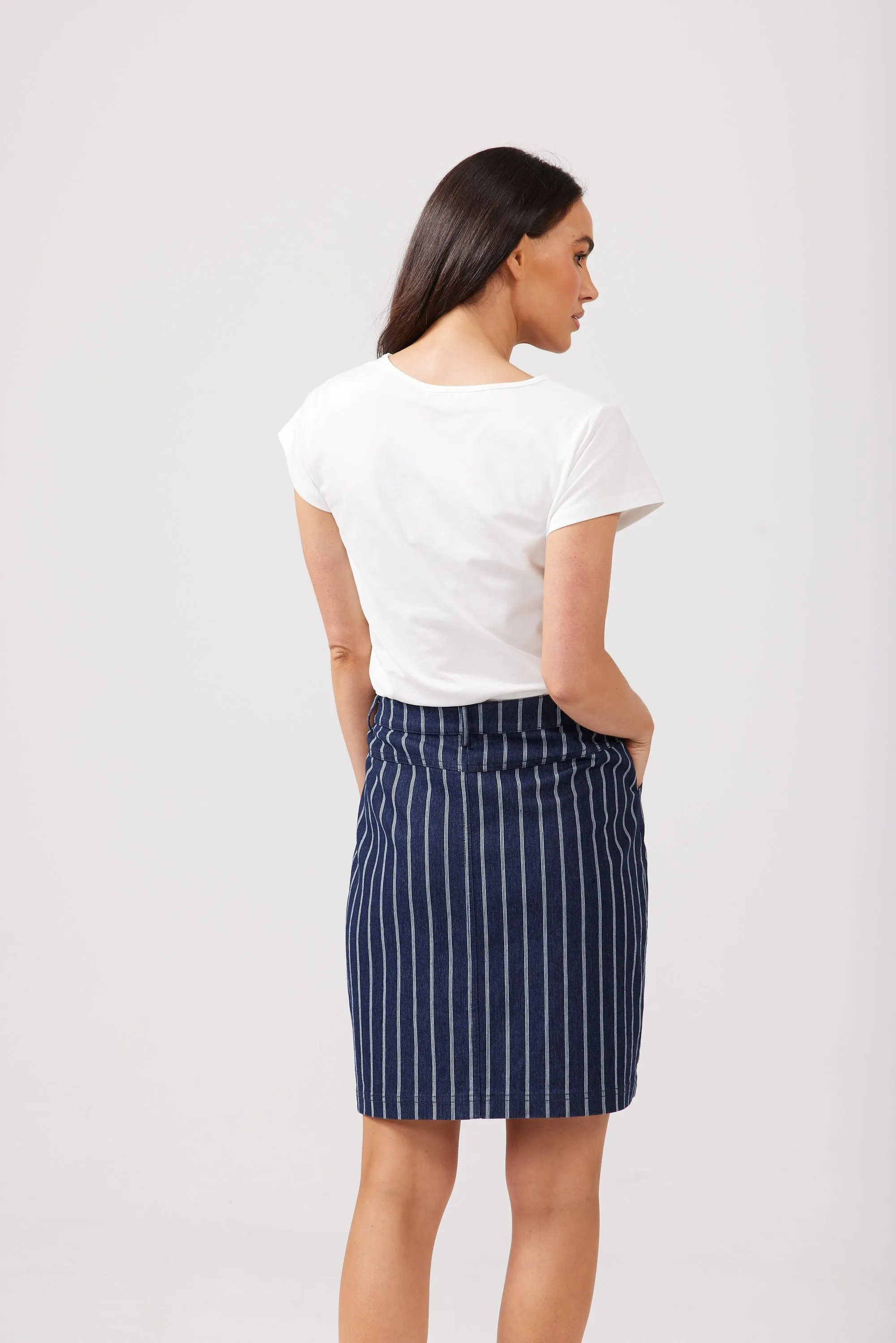 Rodeo Skirt (Indigo   White Stripes)