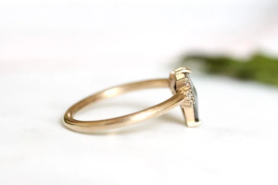 Salt and Pepper Kite Diamond Ring