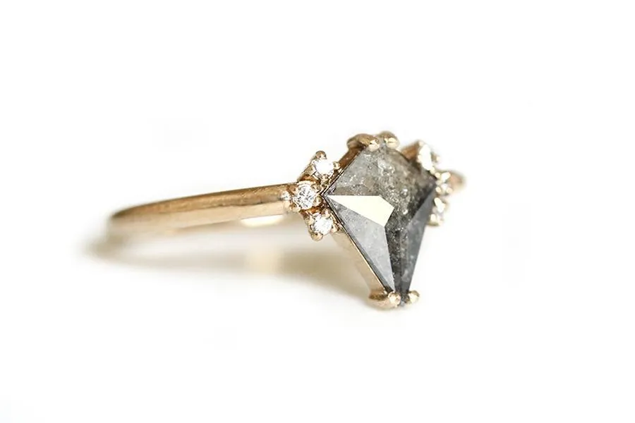 Salt and Pepper Kite Diamond Ring