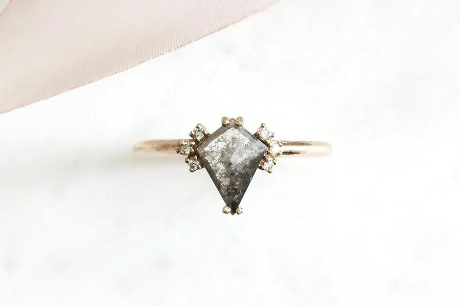 Salt and Pepper Kite Diamond Ring