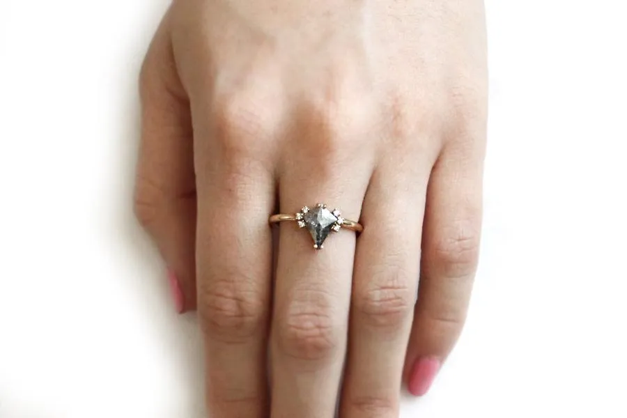 Salt and Pepper Kite Diamond Ring