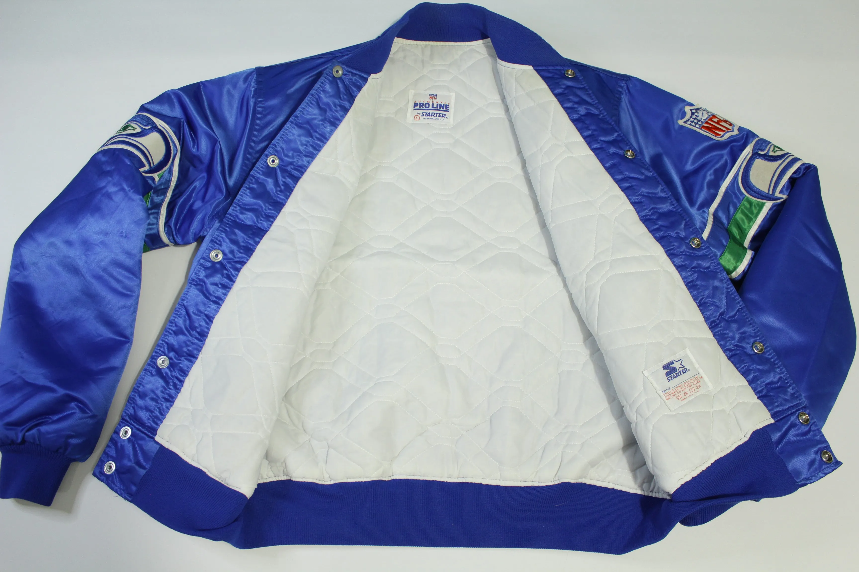 Seattle Seahawks Vintage 80's Satin Starter Made in USA Quilt Lined NFL Jacket