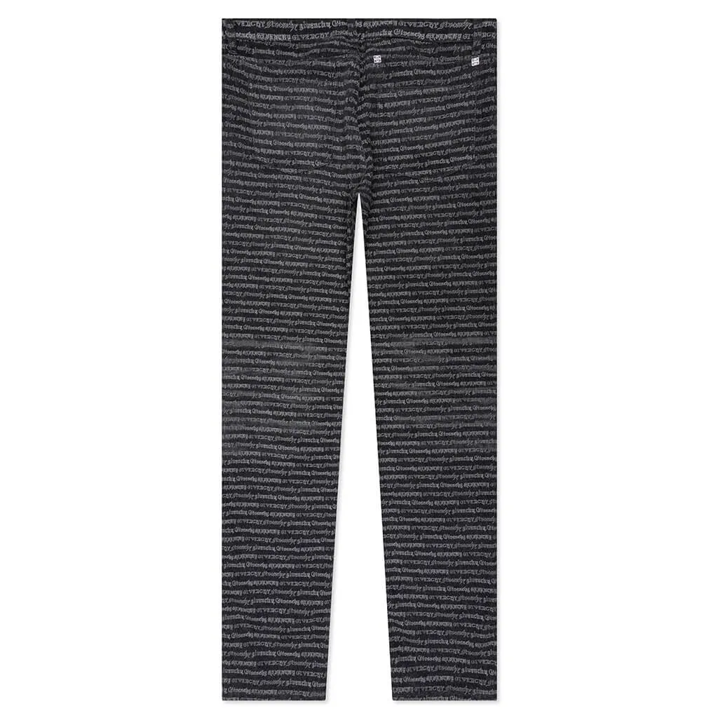 Skinny Fit Trousers w/ All Over - Dark Grey