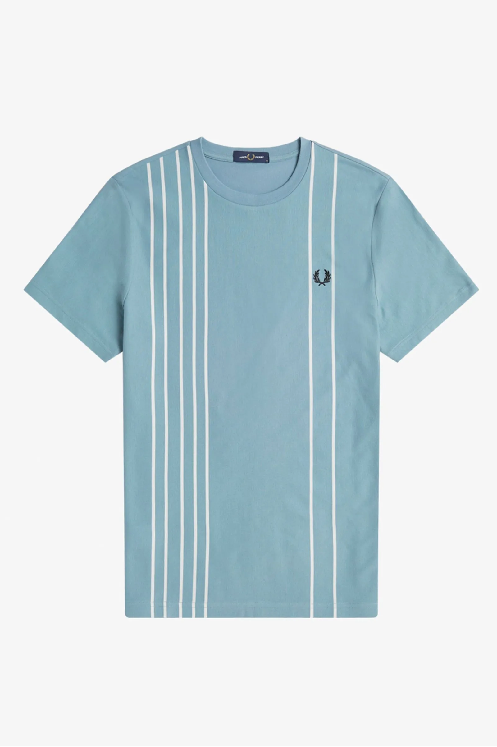 SMOKE BLUE REFINED COTTON STRIPED T-SHIRT