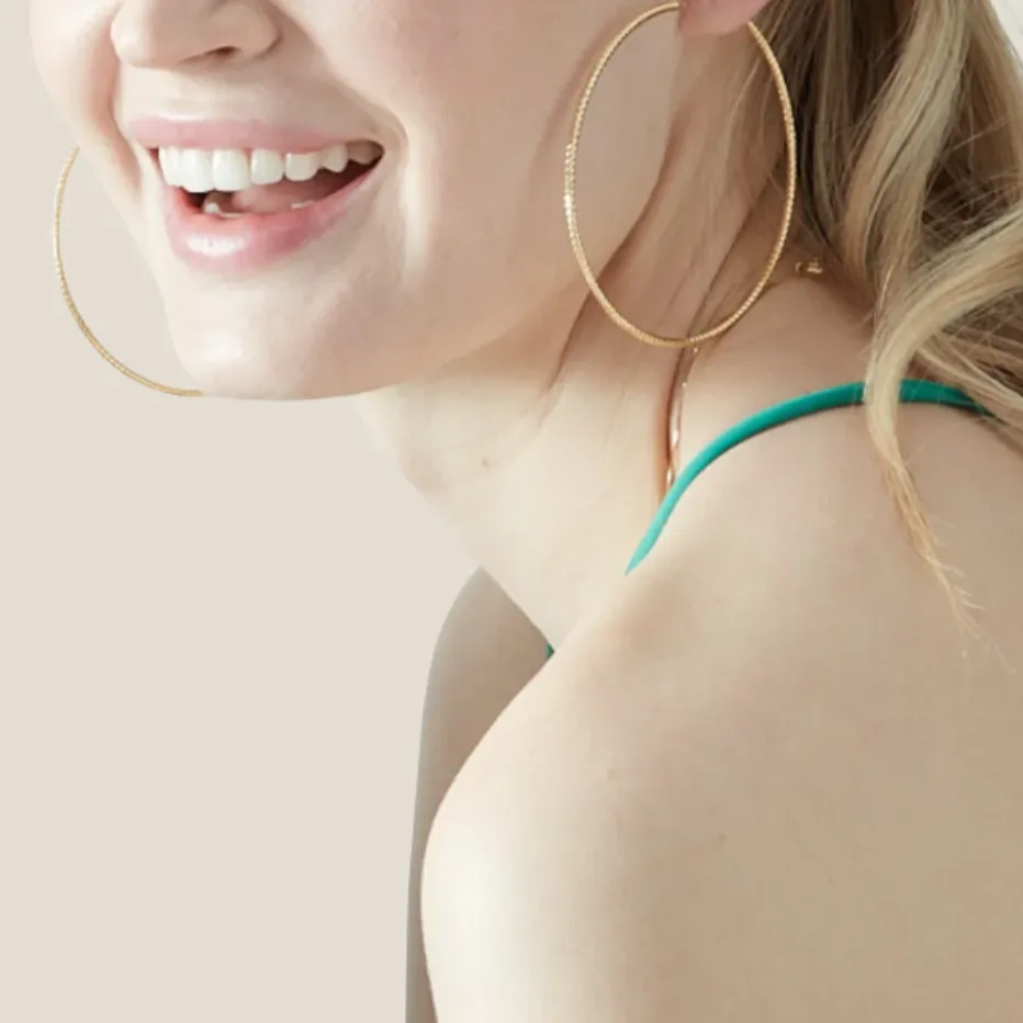 Sparkly, Diamond-Cut Roma Hoop Earring Collection: XL & XXL - Gold