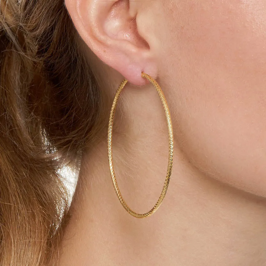 Sparkly, Diamond-Cut Roma Hoop Earring Collection: XL & XXL - Gold