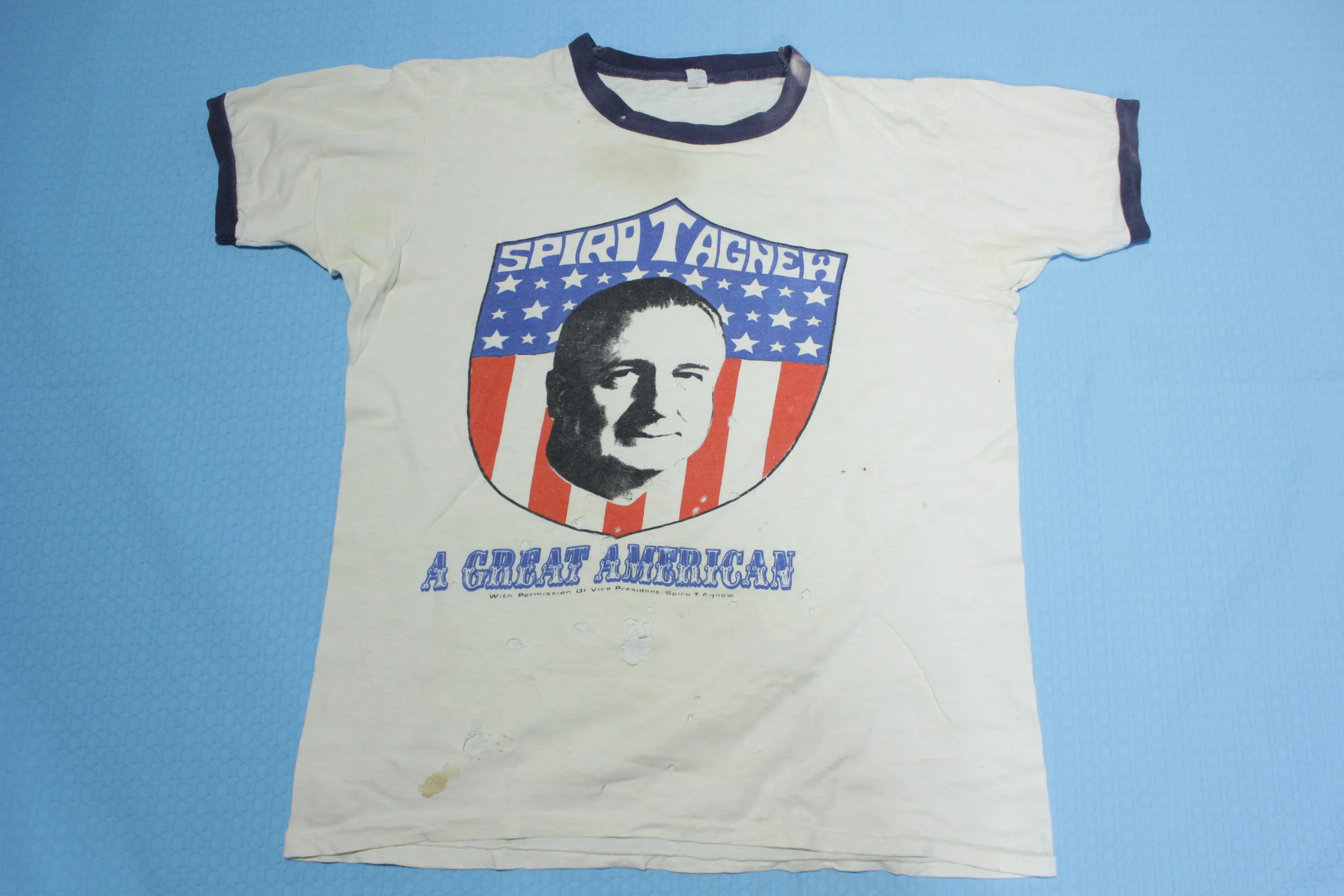 Spiro T Agnew Great American Vintage 70's Ringer Distressed Political T-Shirt