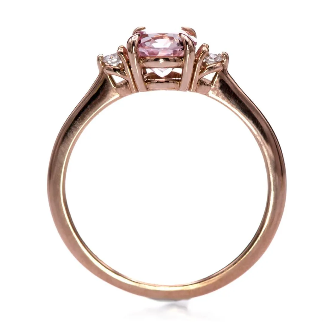 Tess - Three Stone Prong set Champagne Sapphire & Moissanite 10k Rose Gold Engagement Ring, Ready To Ship