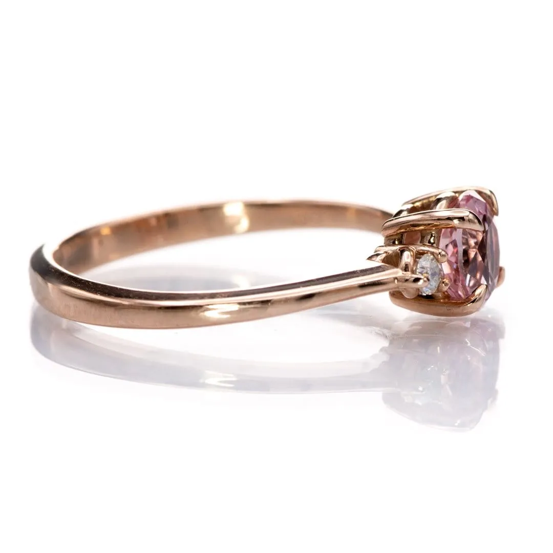 Tess - Three Stone Prong set Champagne Sapphire & Moissanite 10k Rose Gold Engagement Ring, Ready To Ship