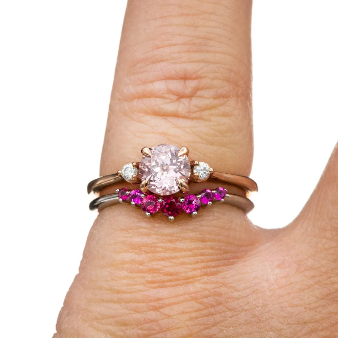 Tess - Three Stone Prong set Champagne Sapphire & Moissanite 10k Rose Gold Engagement Ring, Ready To Ship