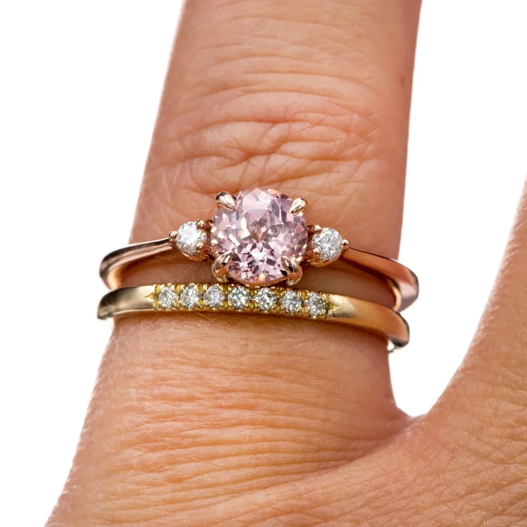 Tess - Three Stone Prong set Champagne Sapphire & Moissanite 10k Rose Gold Engagement Ring, Ready To Ship