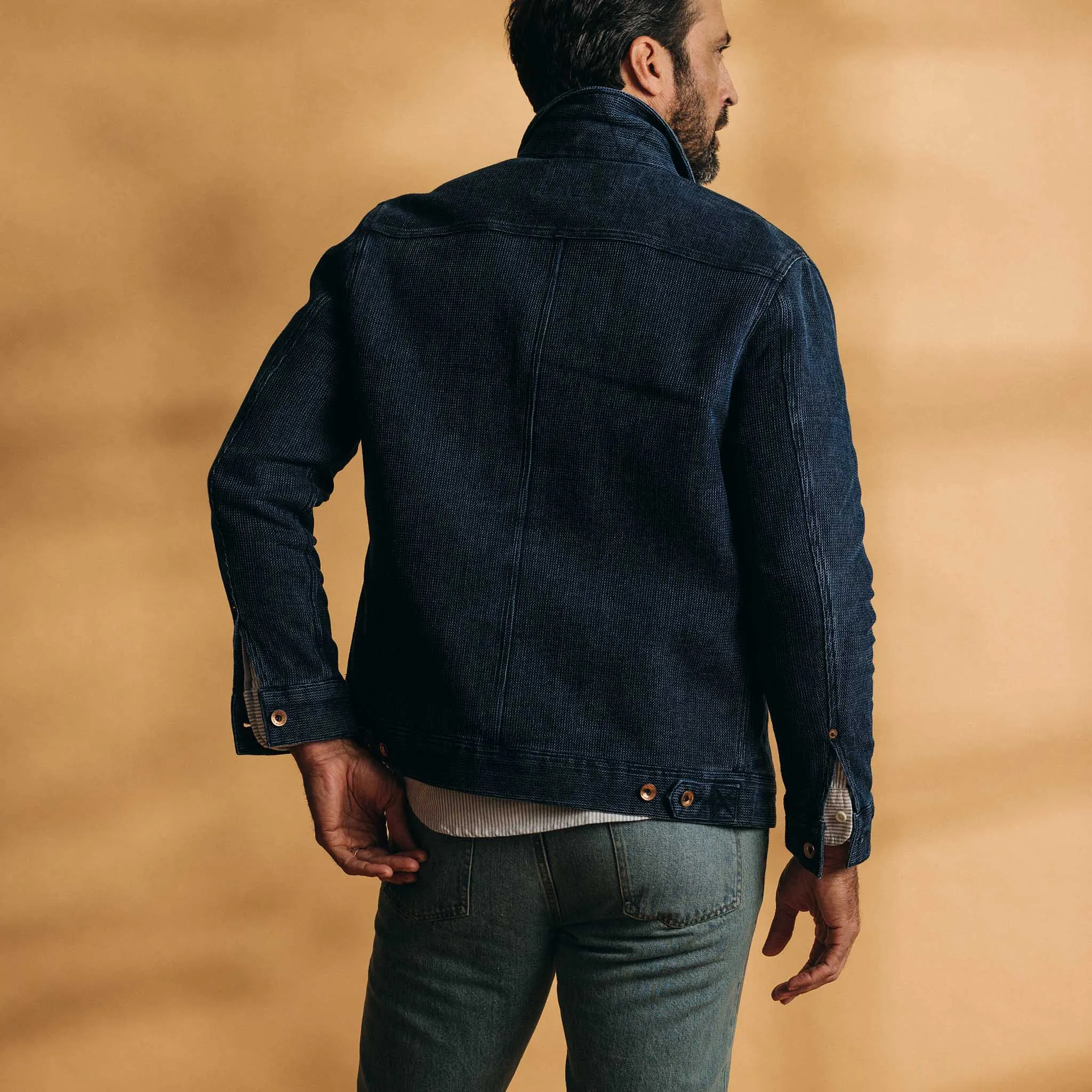 The Long Haul Jacket in Indigo Waffle