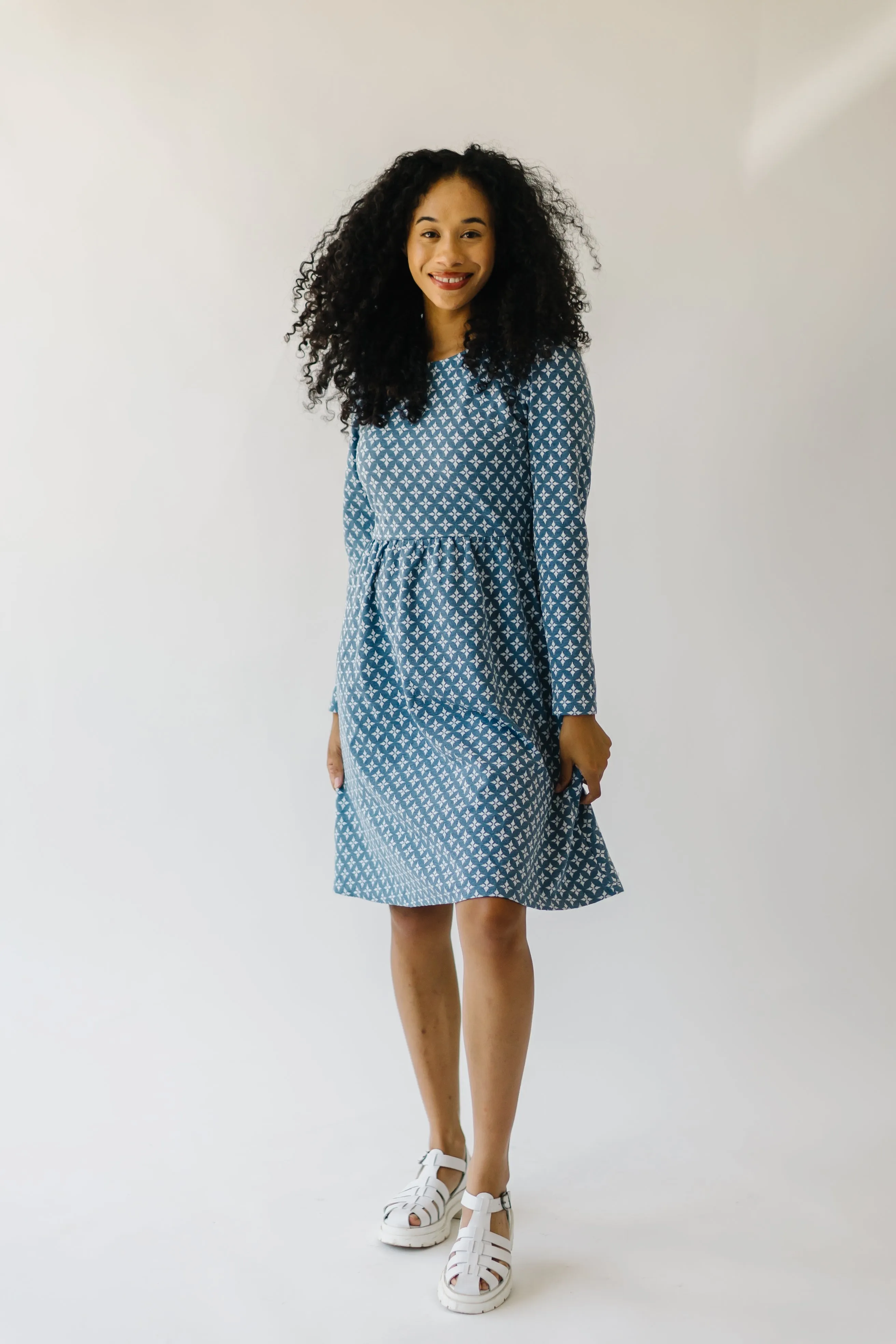 The Yerington Patterned Dress in Blue Multi