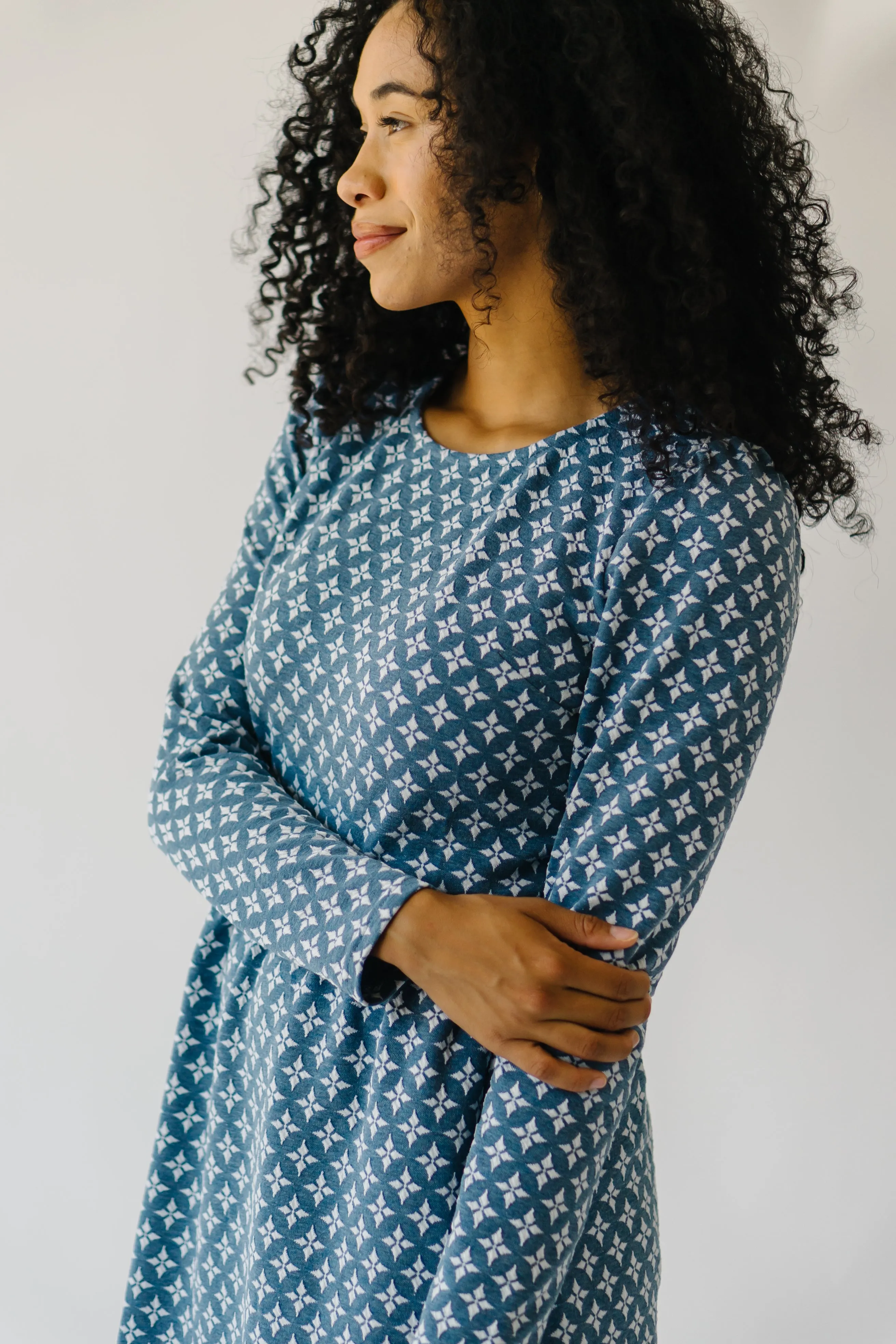 The Yerington Patterned Dress in Blue Multi