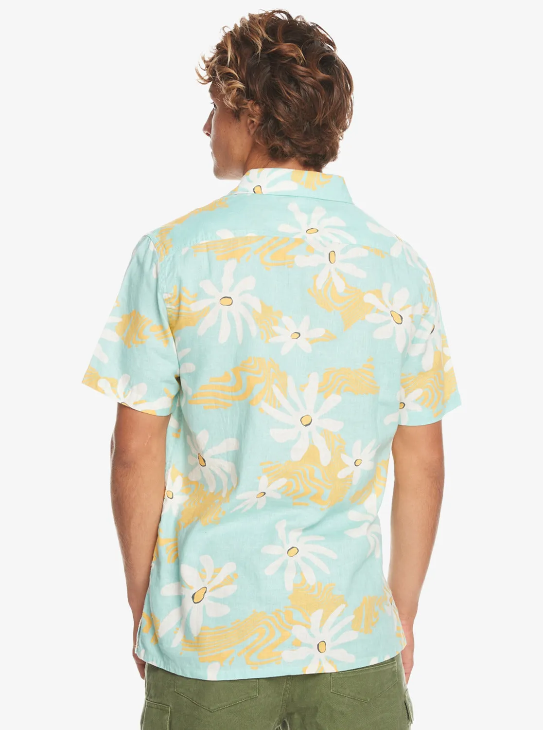 Trippy Floral Short Sleeve Shirt - Pastel Turquoise Trippy