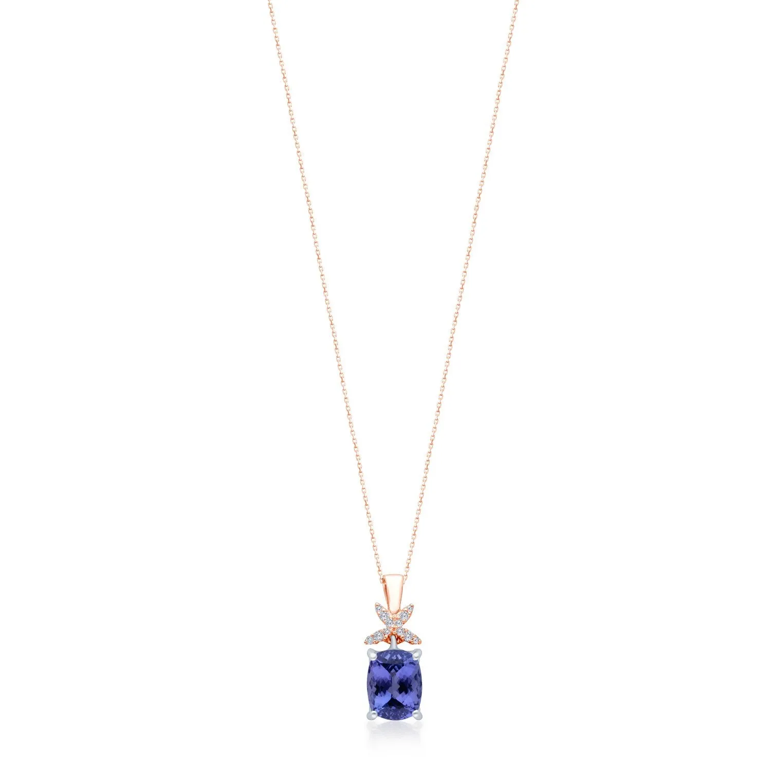 Two Tone Gold Tanzanite & Diamond Heirloom Pendant