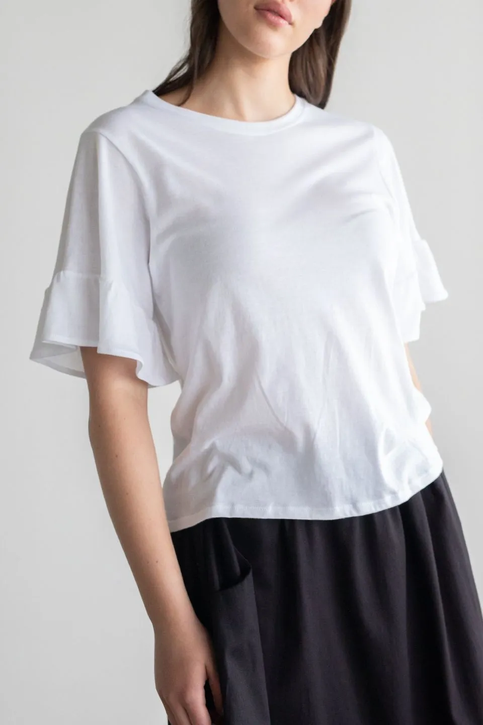 Voyage White Ruffle Sleeve Organic Cotton Top