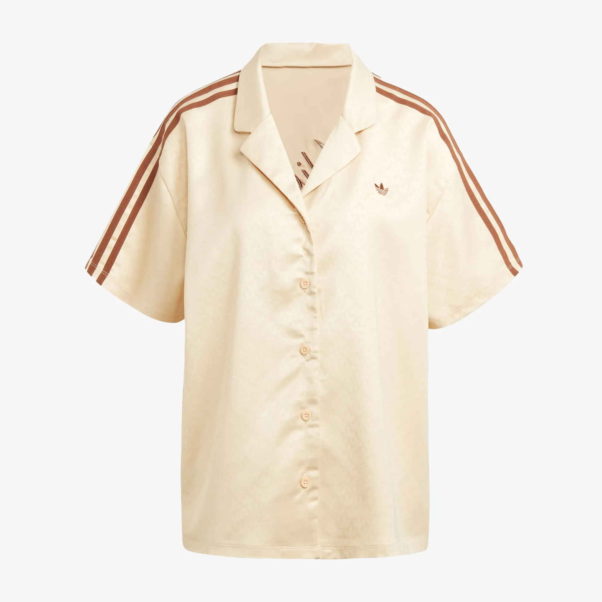 WMN'S FASHION MONOGRAM SATIN BOWLING SHIRT 'CRYSTAL SAND'